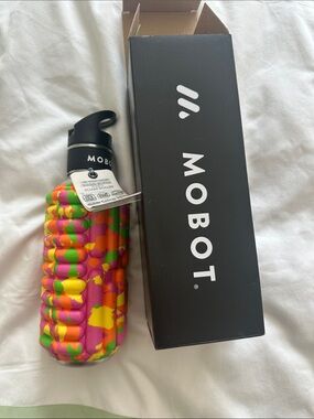 Pink Multi-Color Foam Roller Water Bottle - Pink/Yellow/Green